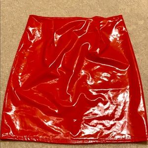Red patent leather mini skirt size small